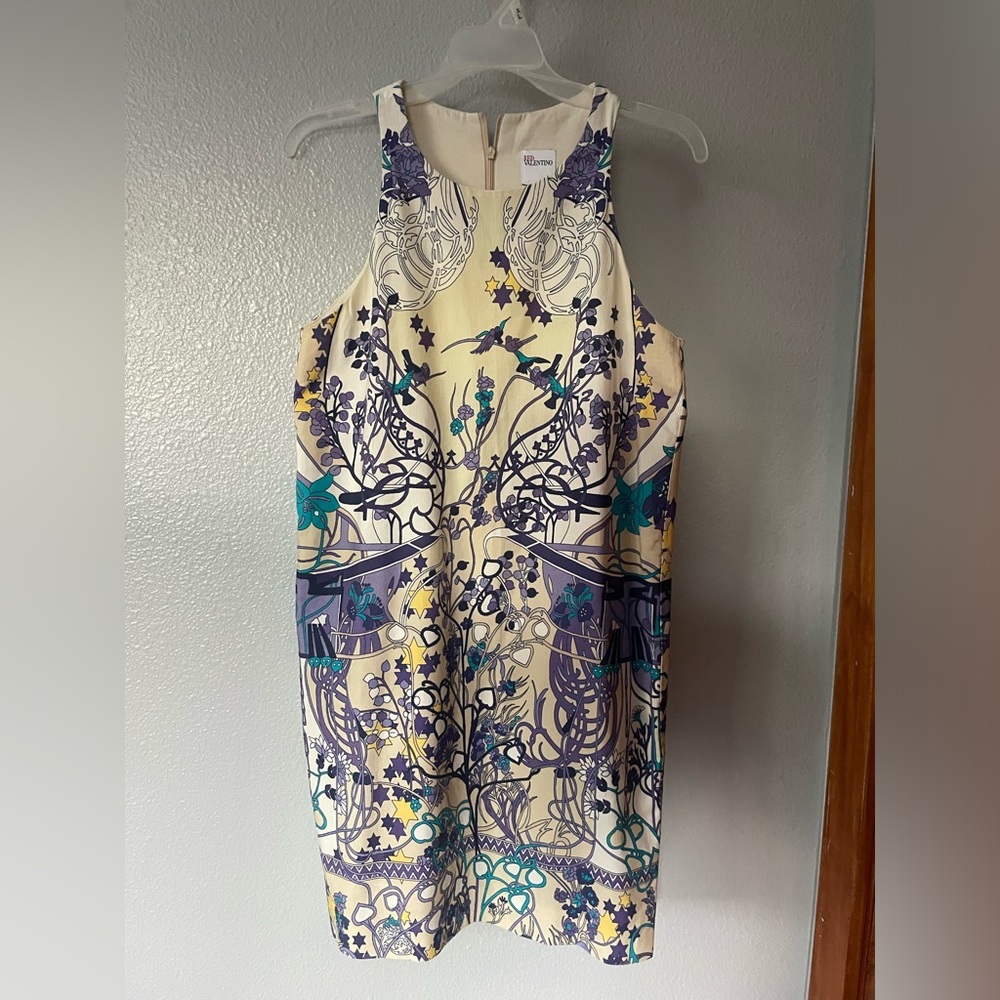 RED Valentino Cream and Purple Floral Dress